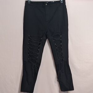 Fashion Nova Nicola High Rise Lace Up Skinny Jeans in Black Size 3X